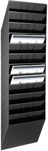 Storage system with 12 compartments, black A4 landscape format FLEXIBOXX