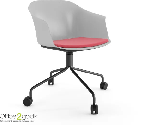 Polytone C chair - with swivel base and wheels - seat cushion